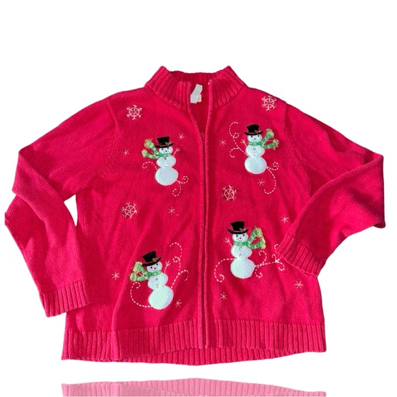 Ugly Christmas Sweater: Vintage Holiday Snowmen: Hand Knitted: Women’s Large - Picture 1 of 4